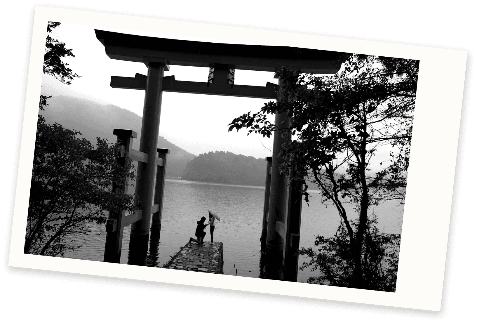 Chad proposing to Janina at the torii